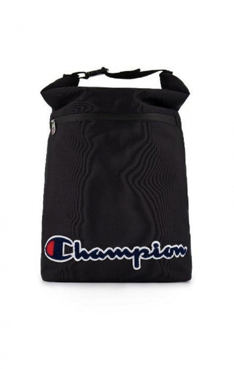 Champion Folding Top Script Logo Backpack Väskor Dam Svarta | 6385-WFAPV