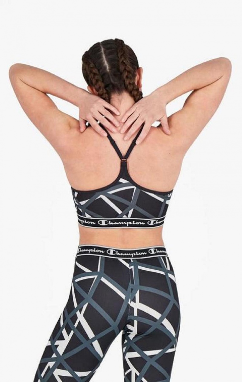 Champion Geometric Print Sports Bra Sport BH Dam Svarta | 4891-TCNRF