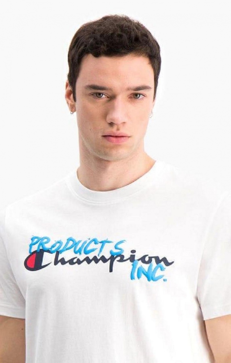 Champion Grafitti Logo Print T-Shirt T-shirt Herr Vita | 5971-LBSJU