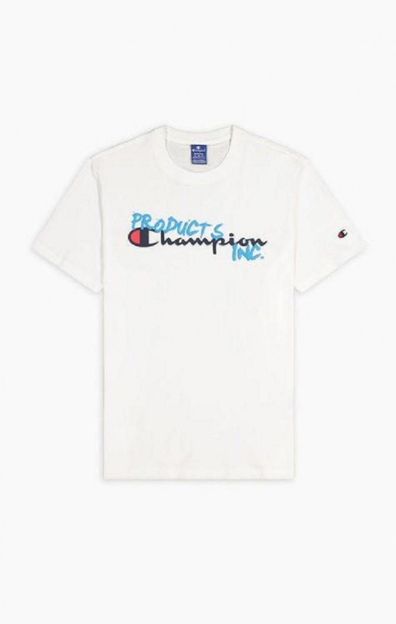 Champion Grafitti Logo Print T-Shirt T-shirt Herr Vita | 5971-LBSJU