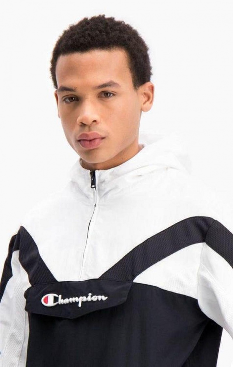 Champion Half Zip-Up Colour Block Hooded Track Jacket Hoodie Herr Svarta | 6519-QKPIF