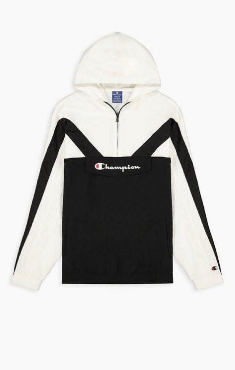 Champion Half Zip-Up Colour Block Hooded Track Jacket Hoodie Herr Svarta | 6519-QKPIF