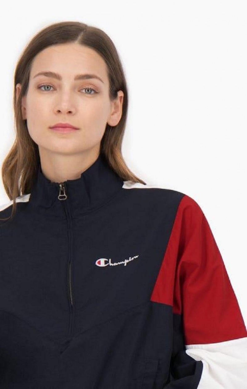 Champion Half Zip-Up Colour Block Track Jacket Jackor Dam Mörkblå | 6308-FRNGQ