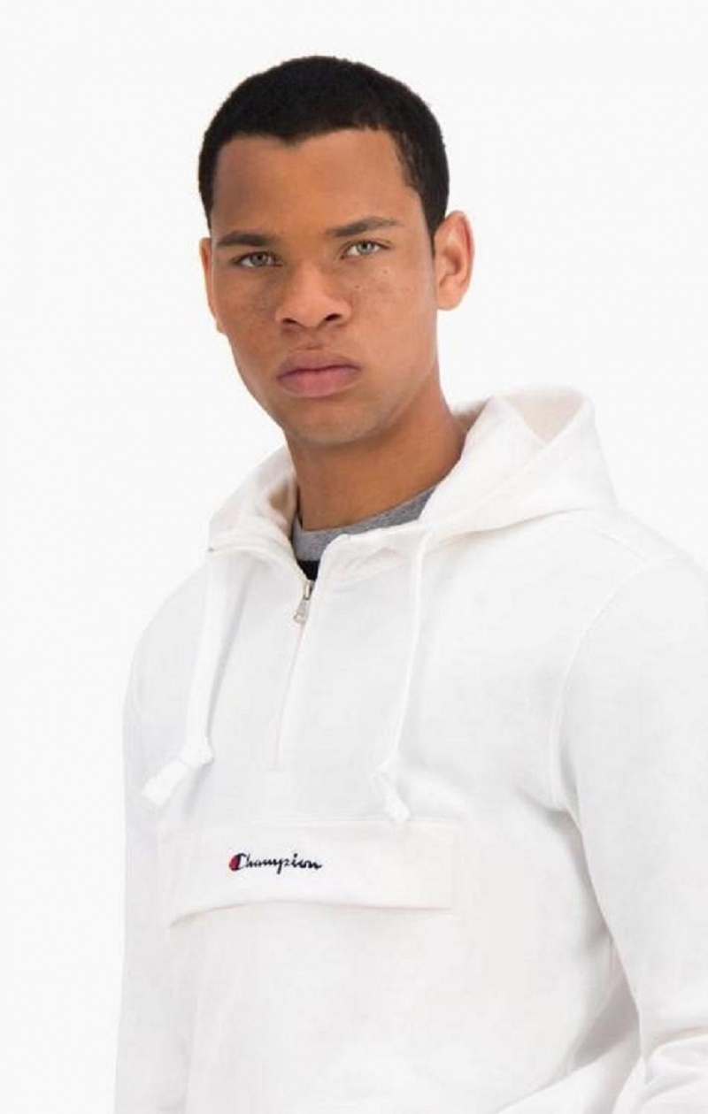 Champion Half Zip-Up Flap Pocket Fleece Hoodie Hoodie Herr Vita | 2615-NMXLR