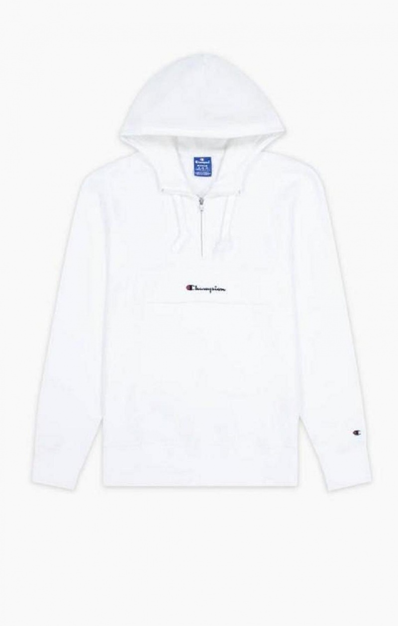 Champion Half Zip-Up Flap Pocket Fleece Hoodie Hoodie Herr Vita | 2615-NMXLR