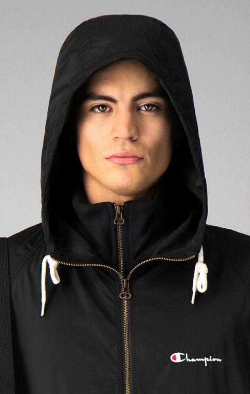 Champion Half Zip-Up Hooded Jacket Jackor Herr Svarta | 4751-ADRGF