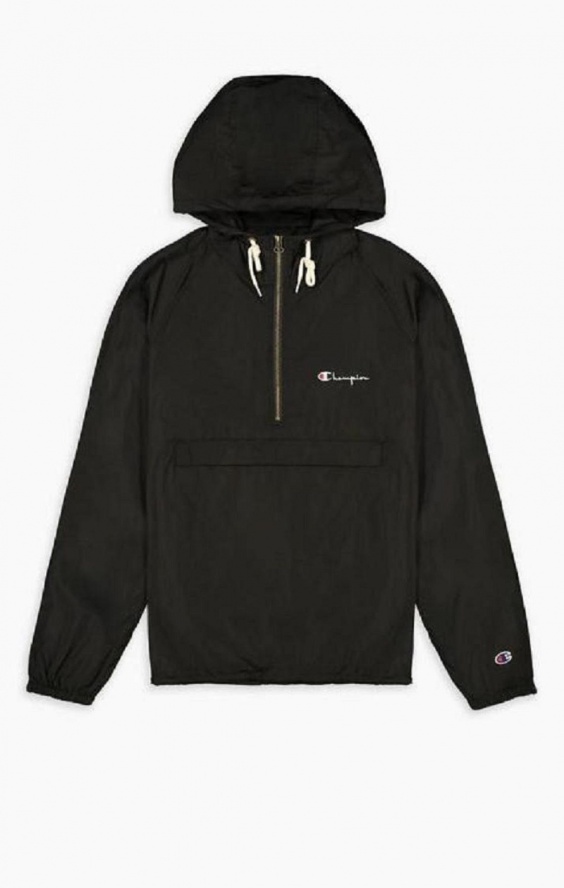 Champion Half Zip-Up Hooded Jacket Jackor Herr Svarta | 4751-ADRGF