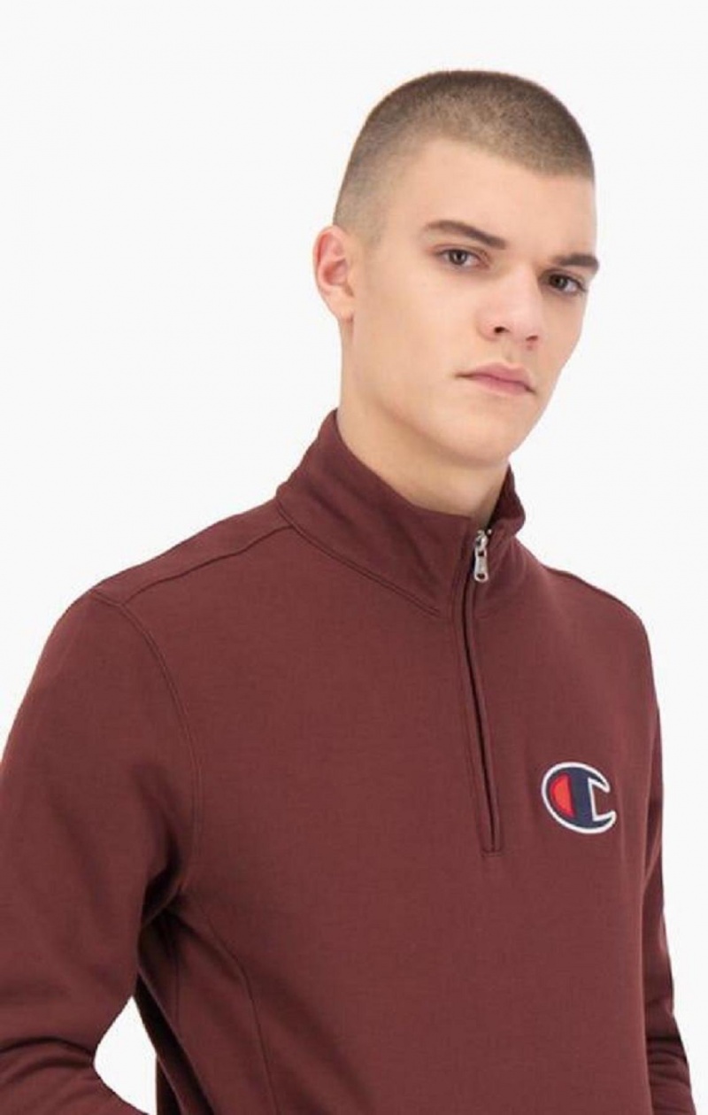 Champion Half Zip-Up Mocka C Sweatshirt Tröjor Herr Bruna | 8246-DHAET