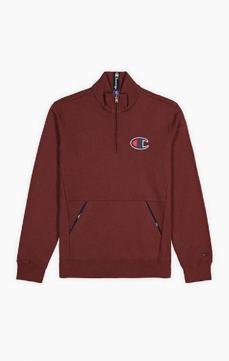 Champion Half Zip-Up Mocka C Sweatshirt Tröjor Herr Bruna | 8246-DHAET