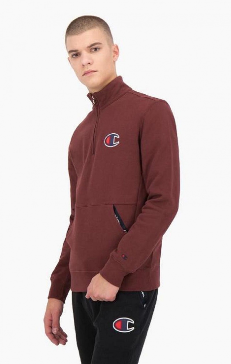 Champion Half Zip-Up Mocka C Sweatshirt Tröjor Herr Bruna | 8246-DHAET