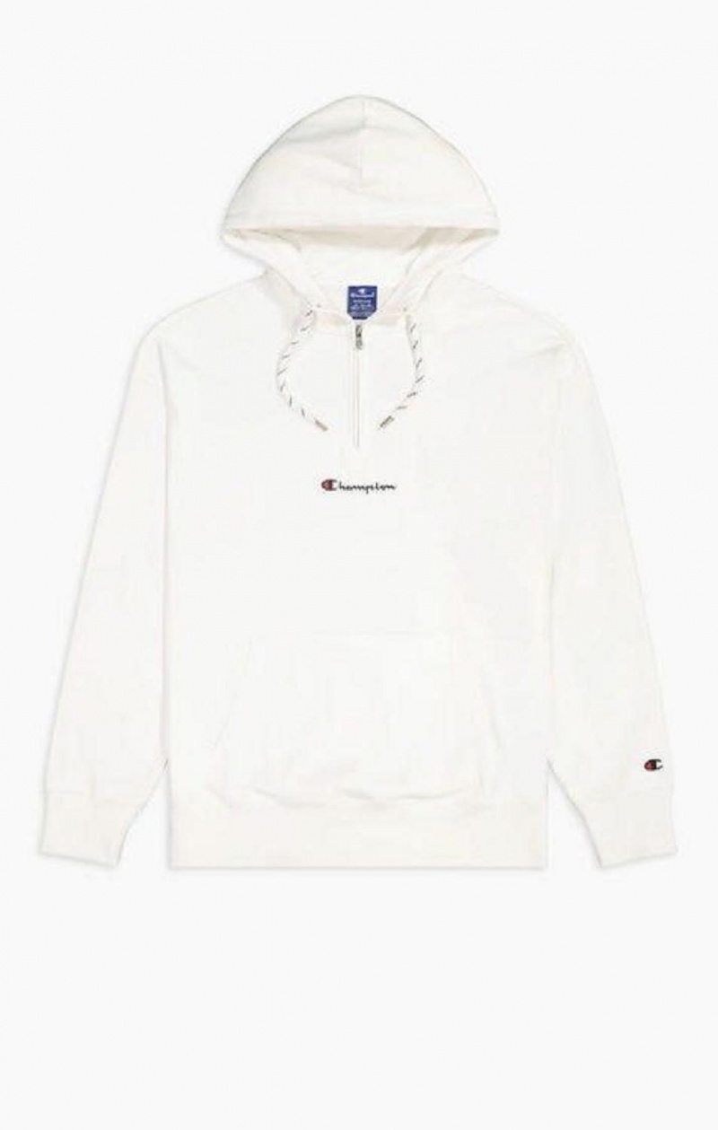 Champion Half Zip-Up Oversized Script Logo Hoodie Hoodie Herr Vita | 7658-AGIDQ