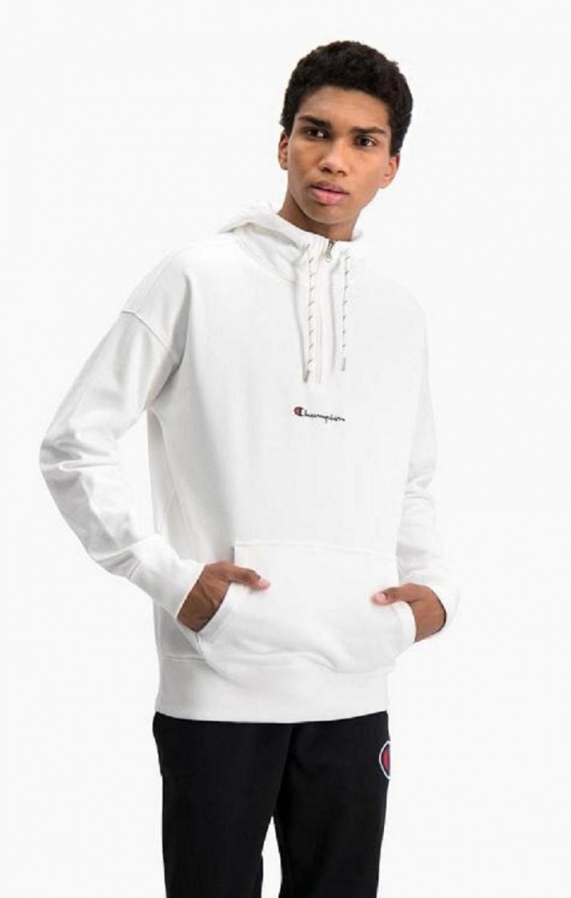 Champion Half Zip-Up Oversized Script Logo Hoodie Hoodie Herr Vita | 7658-AGIDQ