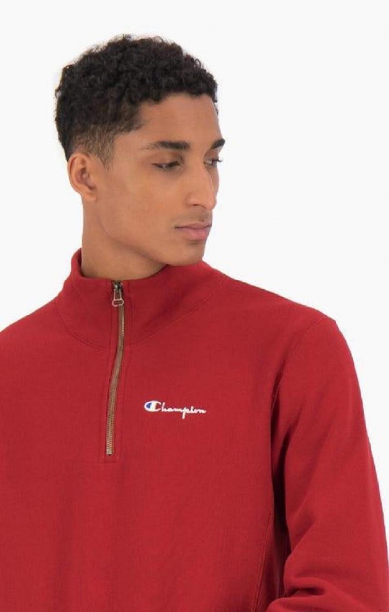 Champion Half Zip-Up Reverse Weave Sweatshirt Tröjor Herr Vinröda | 8034-RTHVP