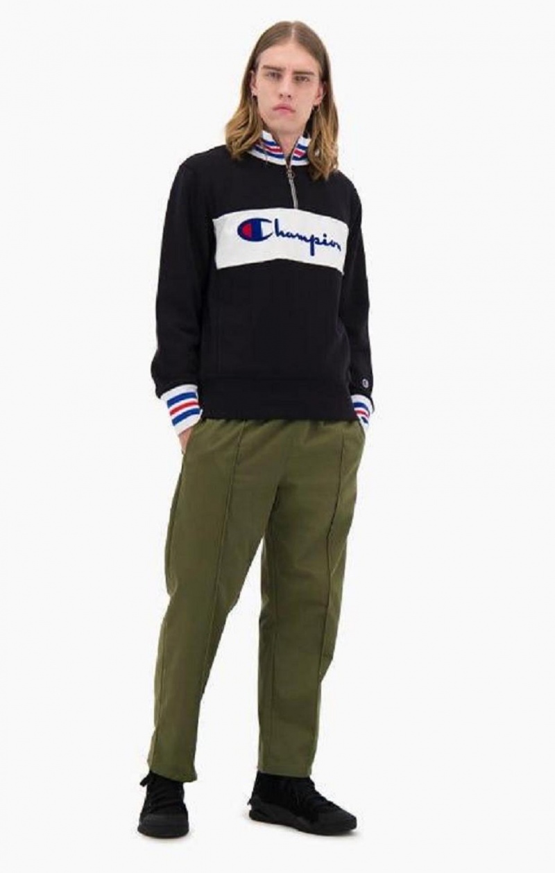 Champion Half Zip-Up Script Logo Sweatshirt Tröjor Herr Svarta | 1549-XBZAS