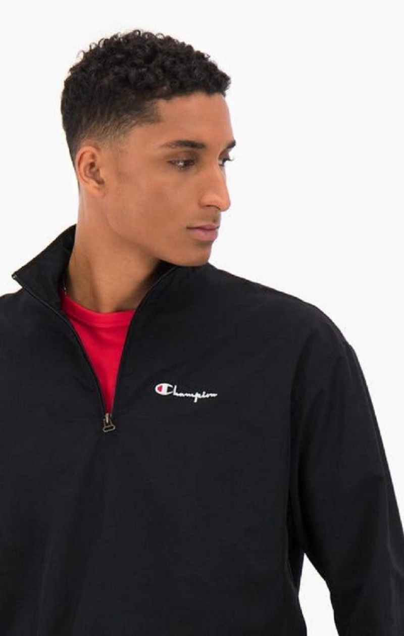 Champion Half Zip-Up Script Logo Track Jacket Jackor Herr Svarta | 5908-LWEMG