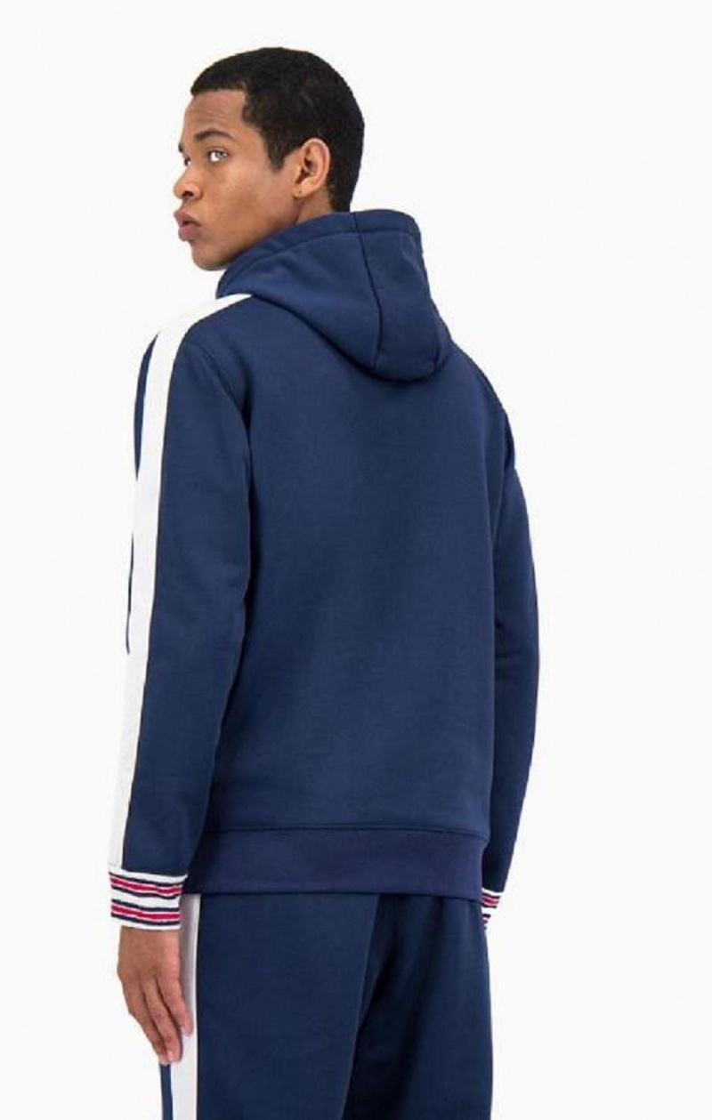 Champion Half Zip-Up Stripe Sleeve Basketball Sweatshirt Hoodie Herr Blå | 6291-EDRXJ