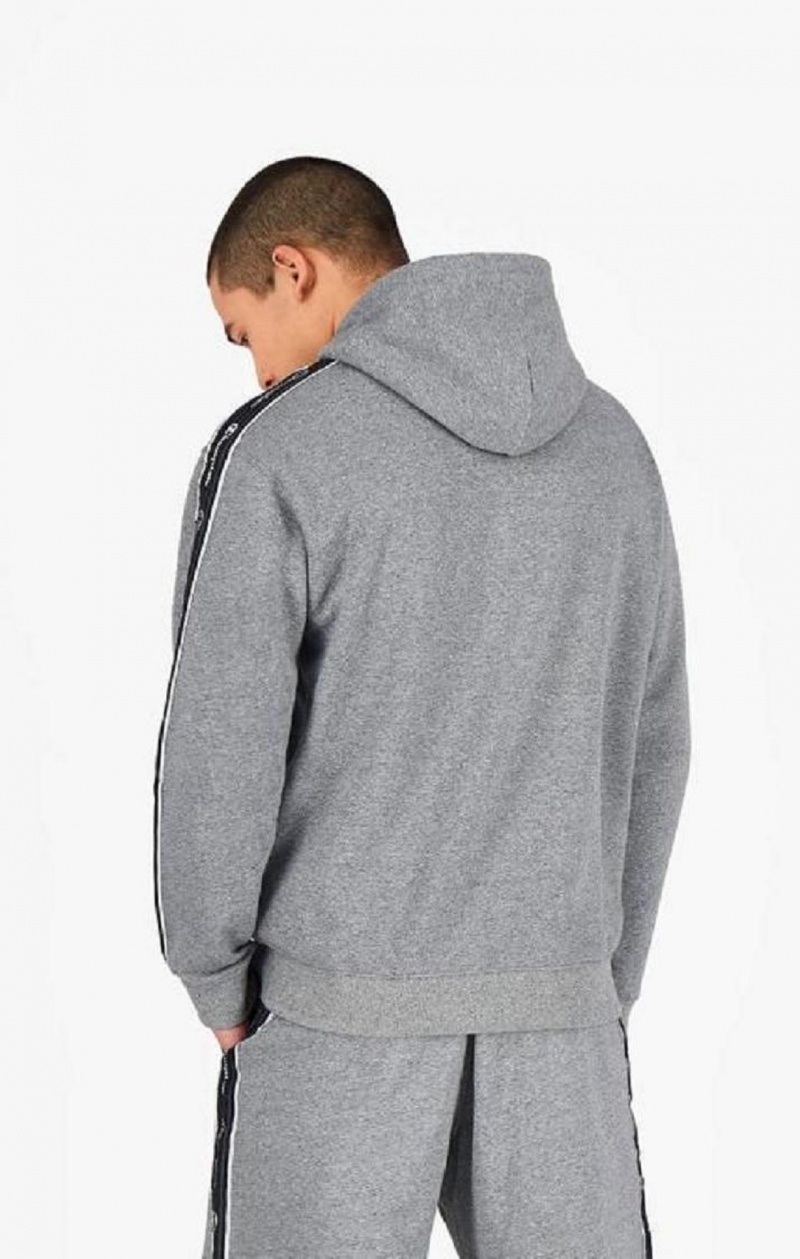 Champion Jacquard Logo Tape Hoodie Hoodie Herr Mörkgrå | 4502-OAZSR