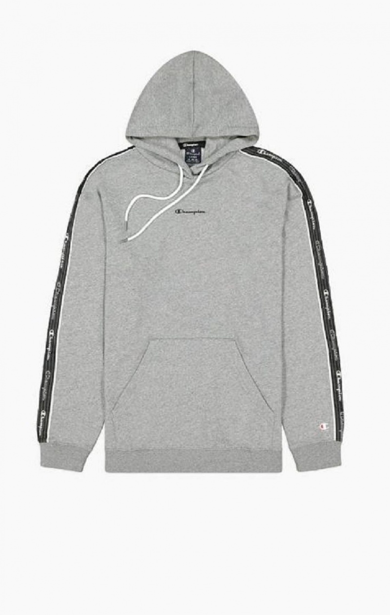 Champion Jacquard Logo Tape Hoodie Hoodie Herr Mörkgrå | 4502-OAZSR