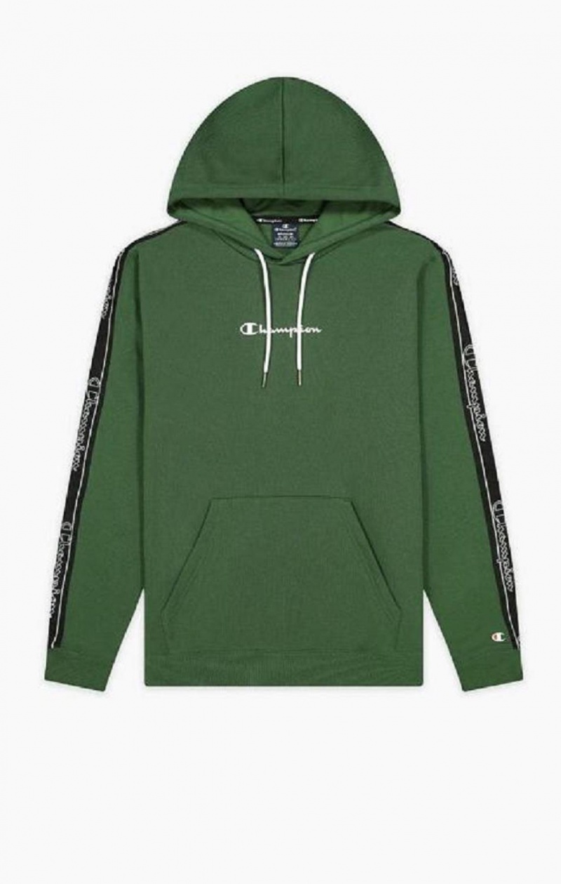 Champion Jacquard Logo Tape Hoodie Hoodie Herr Ljusgröna | 7054-AZNPK