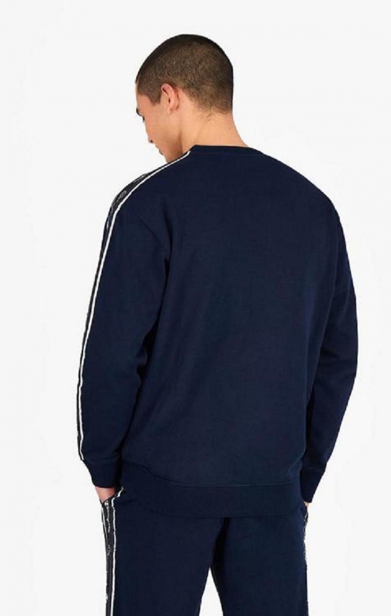 Champion Jacquard Logo Tape Sweatshirt Tröjor Herr Mörkblå | 1479-GRWMP