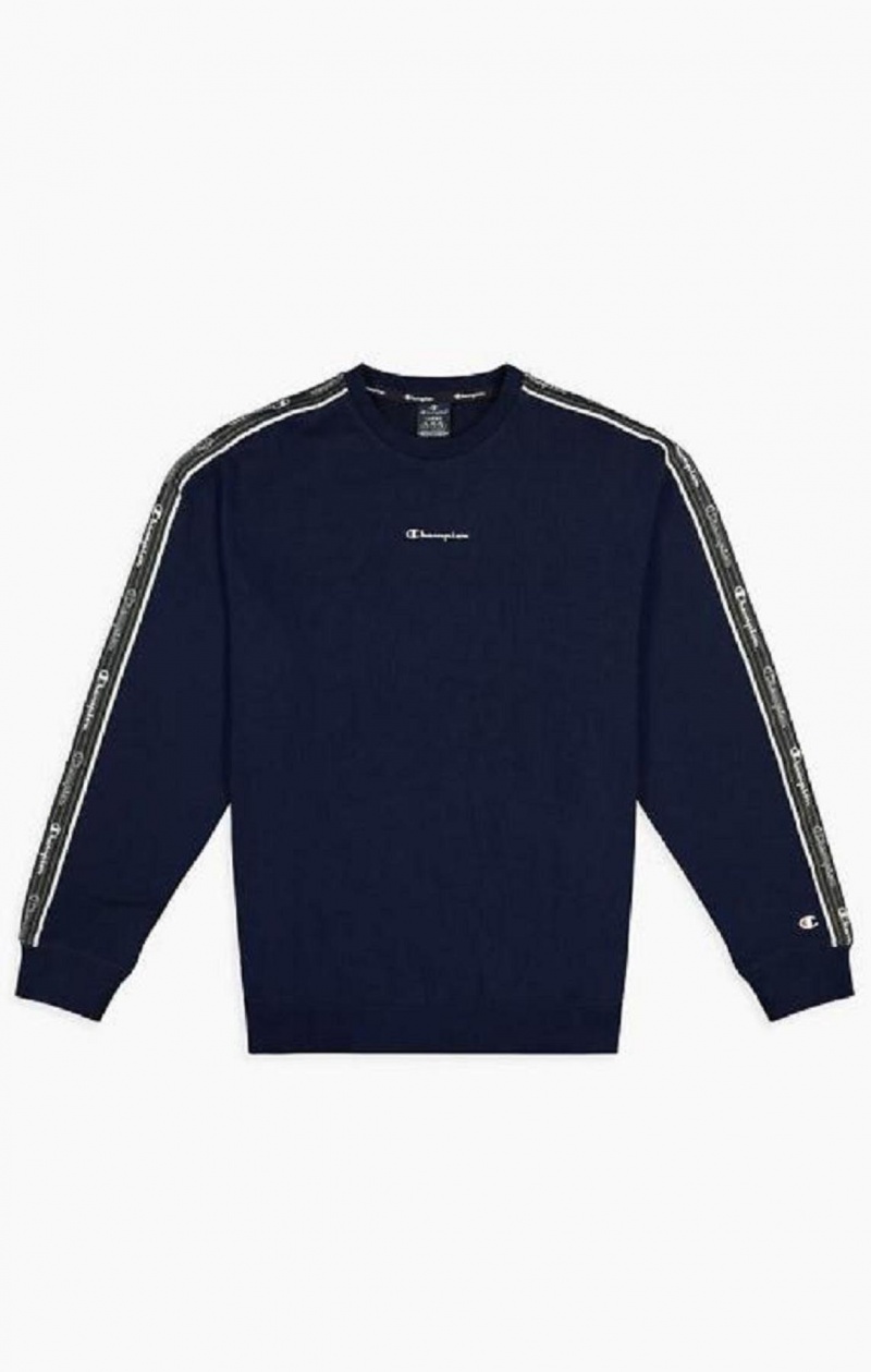 Champion Jacquard Logo Tape Sweatshirt Tröjor Herr Mörkblå | 1479-GRWMP