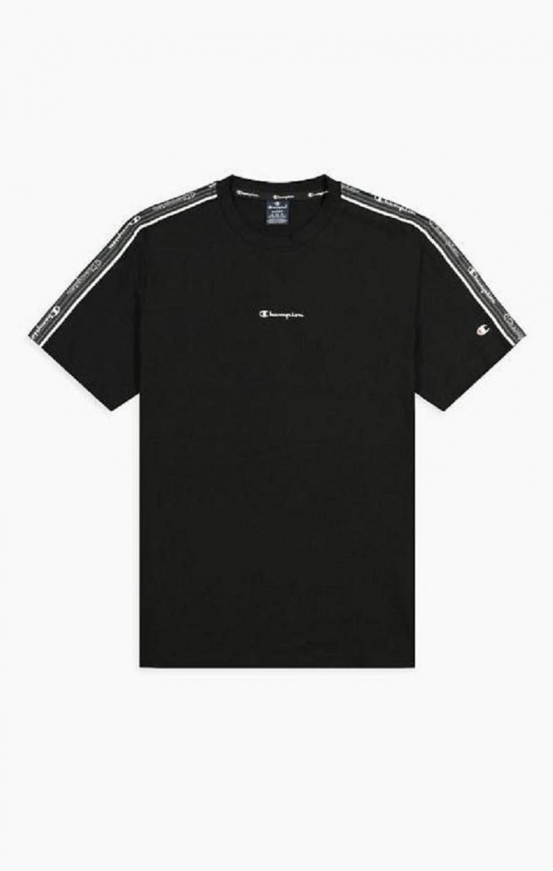 Champion Jacquard Logo Tape T-Shirt T-shirt Herr Svarta | 0639-BGLRU