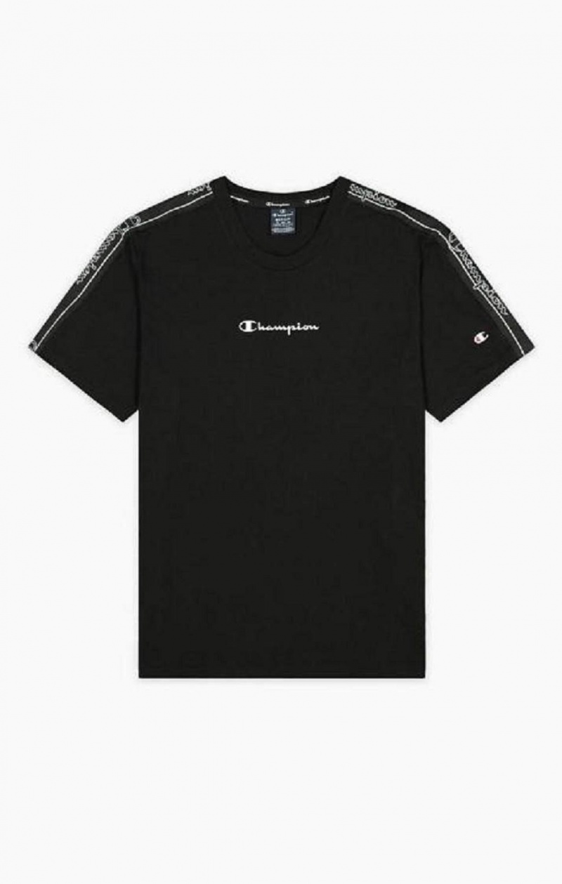 Champion Jacquard Logo Tape T-Shirt T-shirt Herr Svarta | 8301-DWXUK