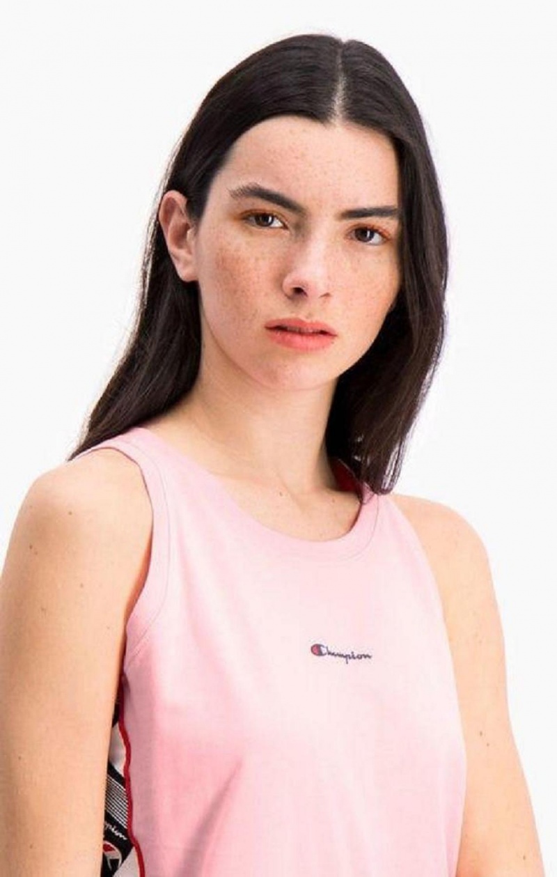 Champion Jacquard Logo Tape Tank Klänning Klänning Dam Rosa | 8926-ZLPJX