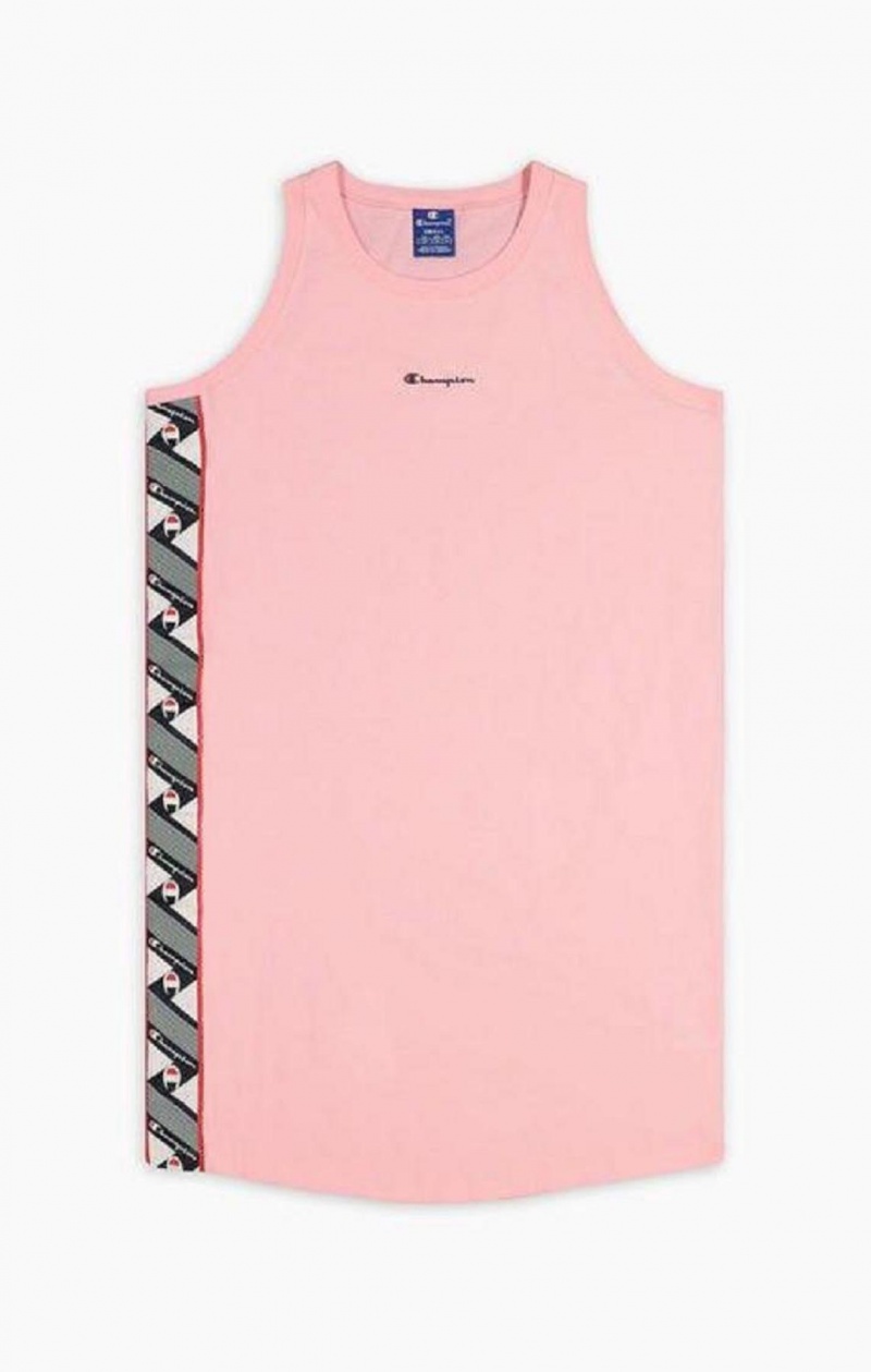 Champion Jacquard Logo Tape Tank Klänning Klänning Dam Rosa | 8926-ZLPJX