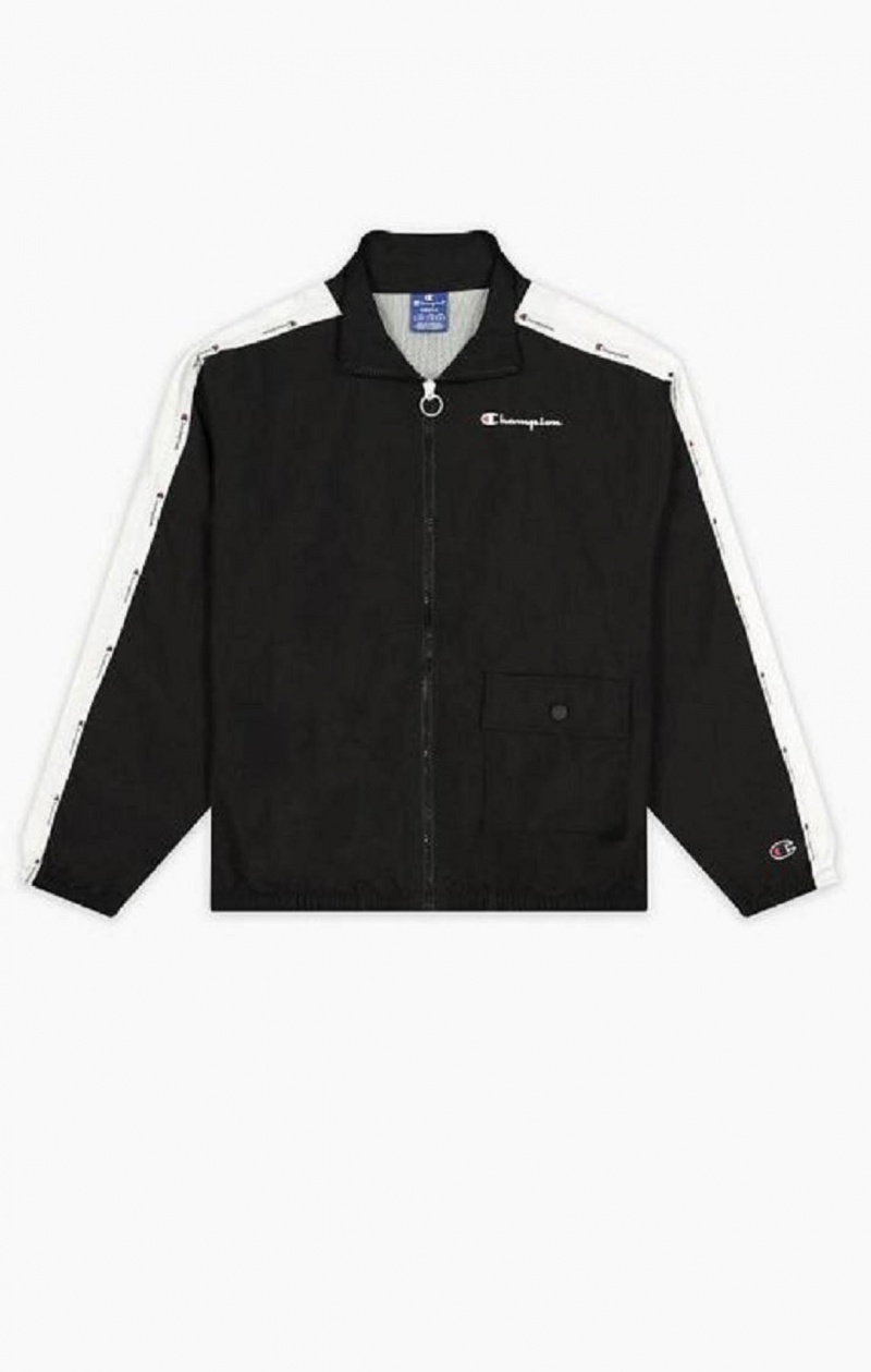 Champion Jacquard Logo Tape Zip-Up Track Jacket Jackor Dam Svarta | 9621-PVESF