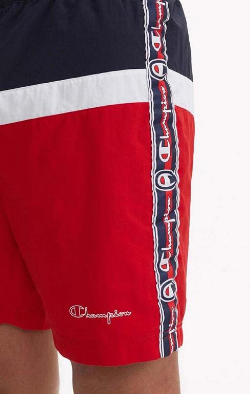 Champion Jacquard Script Logo Tape Trim Board Shorts Badkläder Herr Röda | 7580-DGKMQ