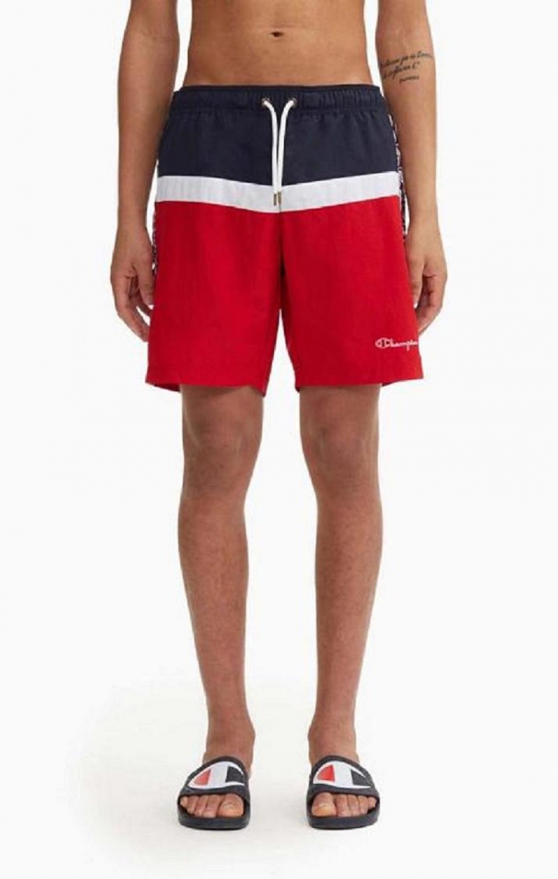 Champion Jacquard Script Logo Tape Trim Board Shorts Badkläder Herr Röda | 7580-DGKMQ