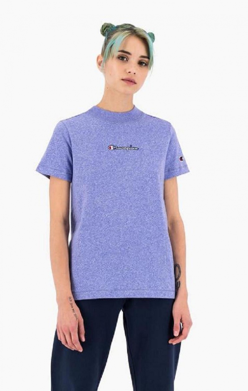 Champion Jaspé Script Logo T-Shirt T-shirt Dam Blå | 6807-TNHKJ