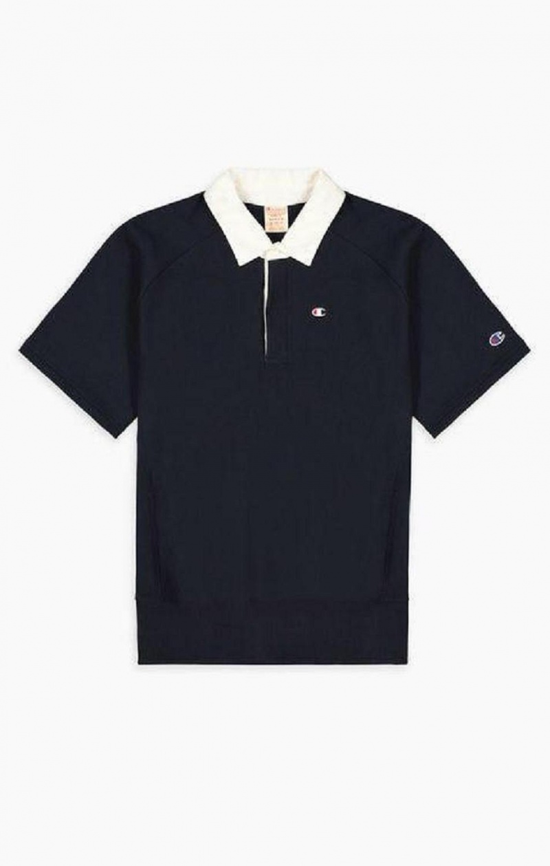 Champion Korta Sleeve Reverse Weave Polo Sweatshirt Tröjor Herr Svarta | 6725-NROZE