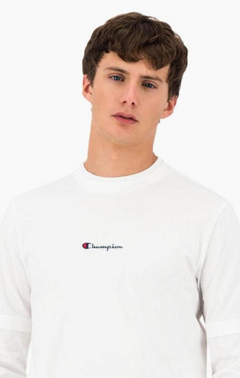 Champion Layered Small Script Logo T-Shirt T-shirt Herr Vita | 9786-CUQVH