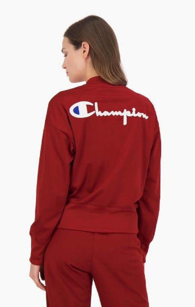 Champion Logo Back Cropped Bomber Jacket Jackor Dam Vinröda | 8479-TMWIU