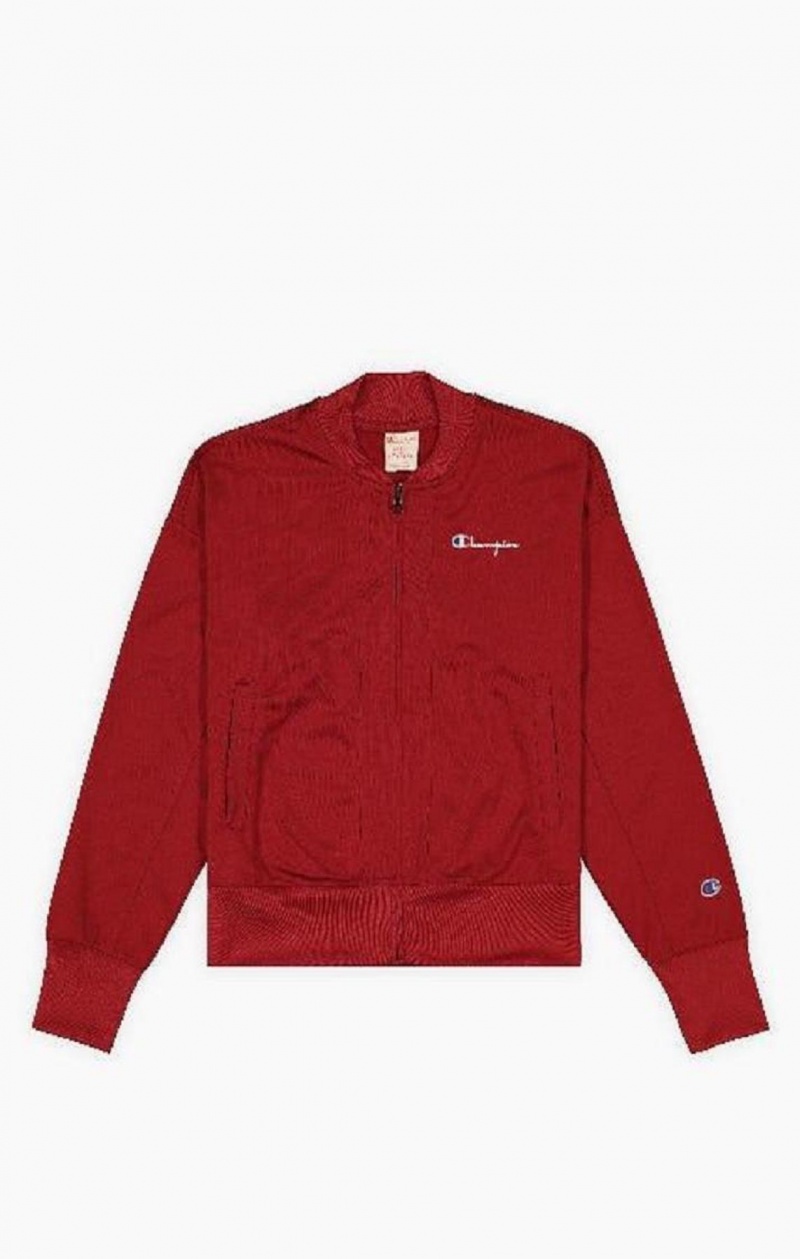 Champion Logo Back Cropped Bomber Jacket Jackor Dam Vinröda | 8479-TMWIU