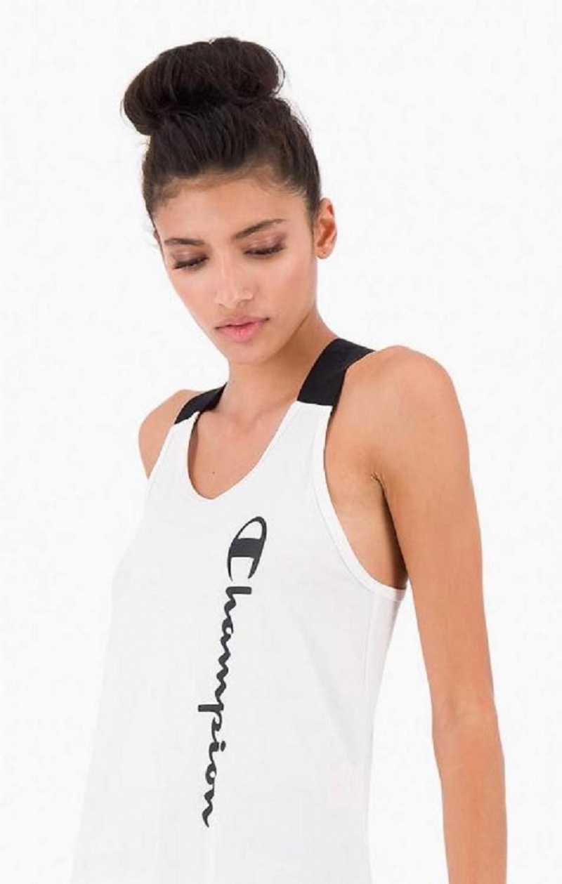 Champion Logo Tape Criss-Cross Back Jersey Tank Top T-shirt Dam Vita | 2046-TKGQV