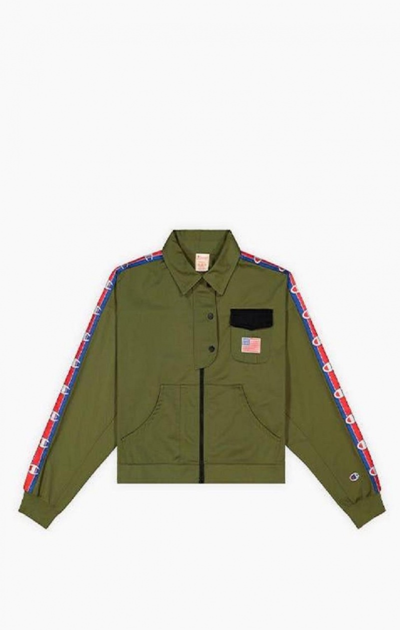 Champion Logo Tape Utility Jacket Jackor Dam Olivgröna Gröna | 0127-XJGIK