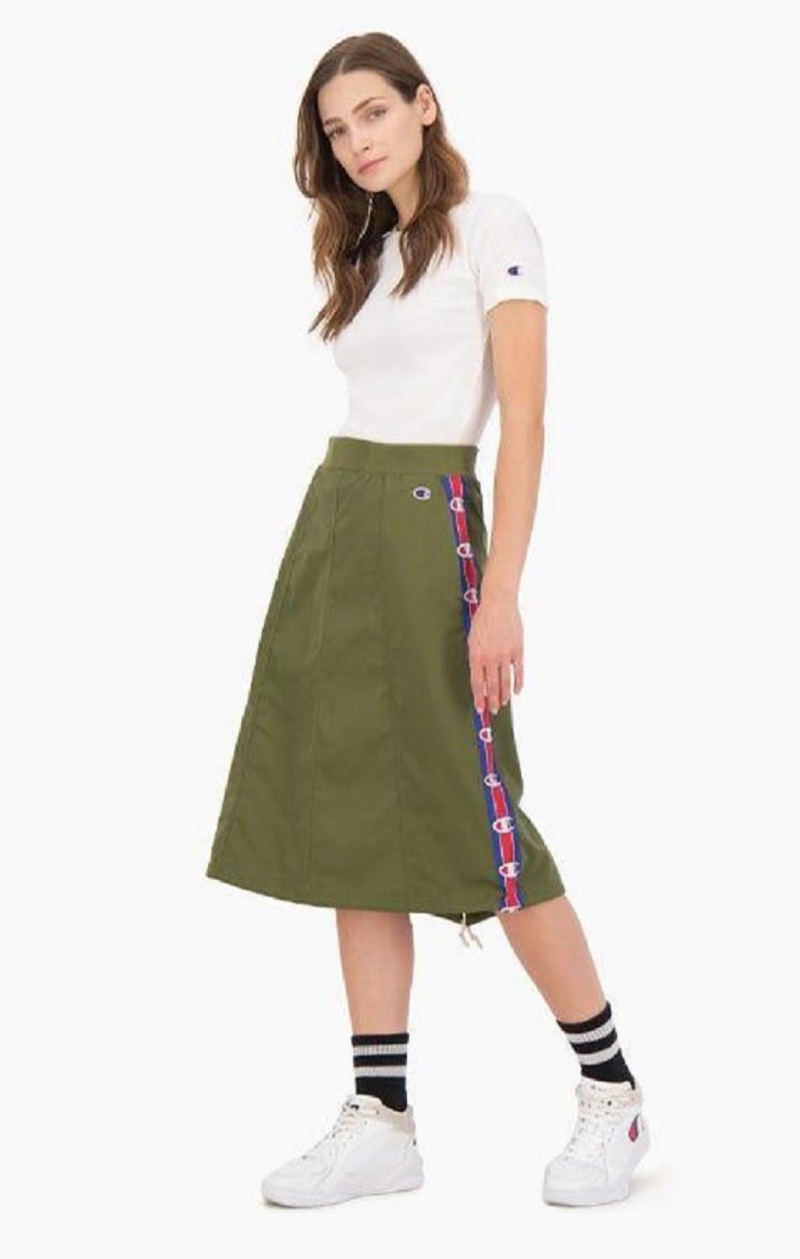 Champion Logo Tape Utility Midi Skirt Kjolar Dam Olivgröna Gröna | 9746-DZBYG