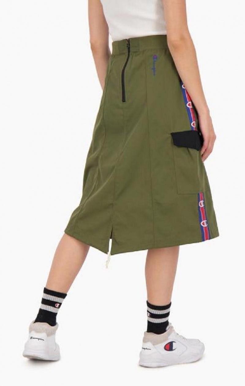 Champion Logo Tape Utility Midi Skirt Kjolar Dam Olivgröna Gröna | 9746-DZBYG