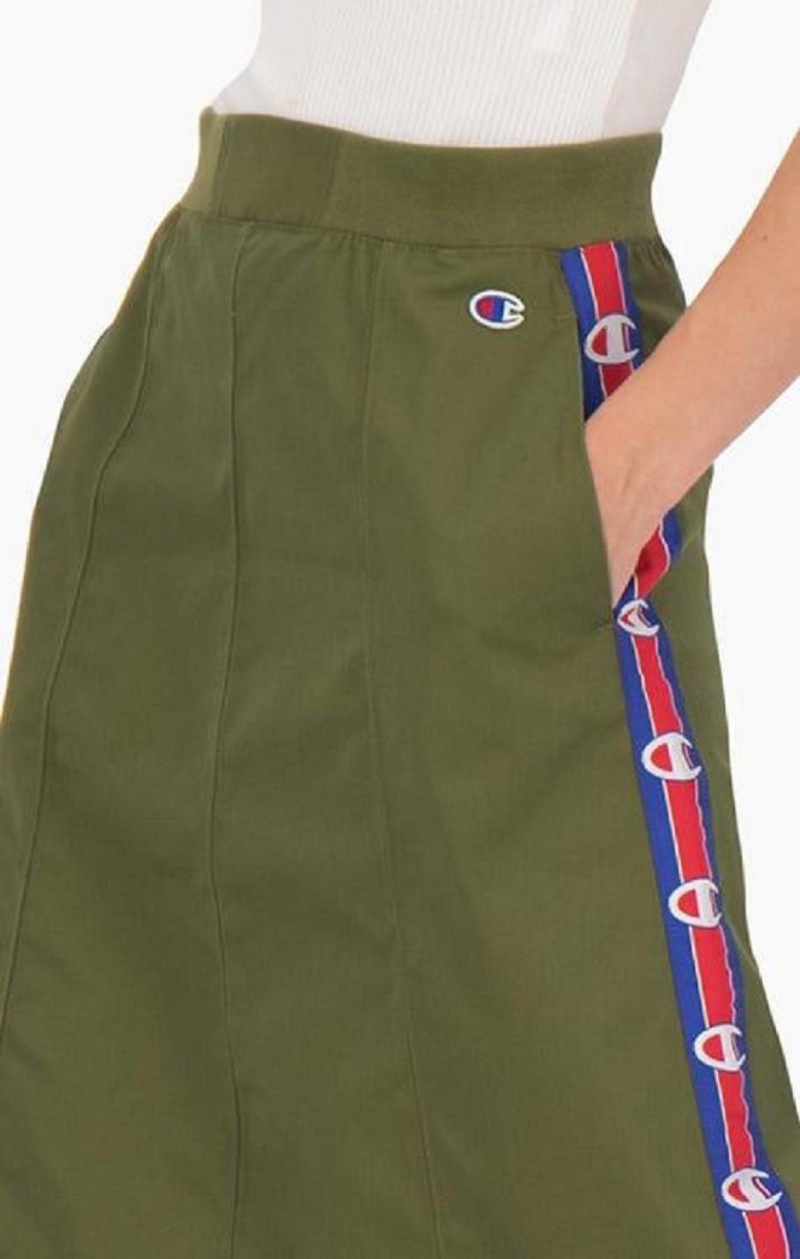 Champion Logo Tape Utility Midi Skirt Kjolar Dam Olivgröna Gröna | 9746-DZBYG