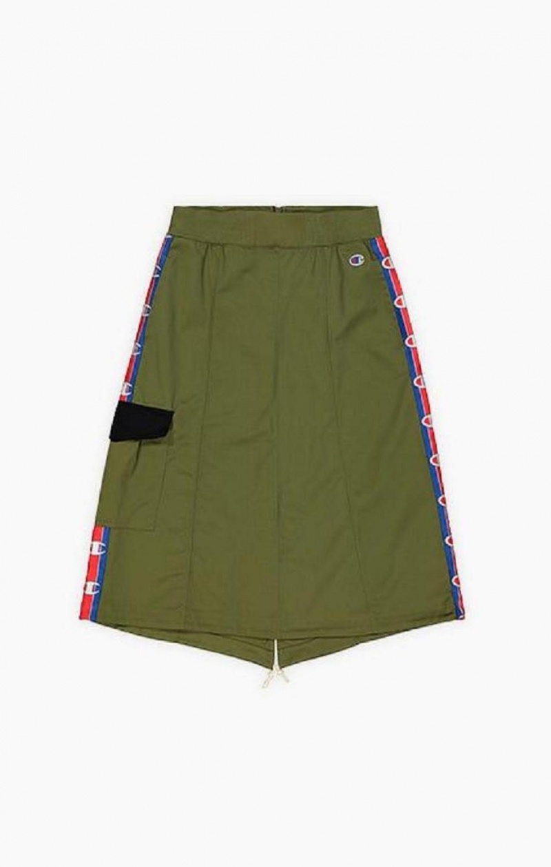 Champion Logo Tape Utility Midi Skirt Kjolar Dam Olivgröna Gröna | 9746-DZBYG