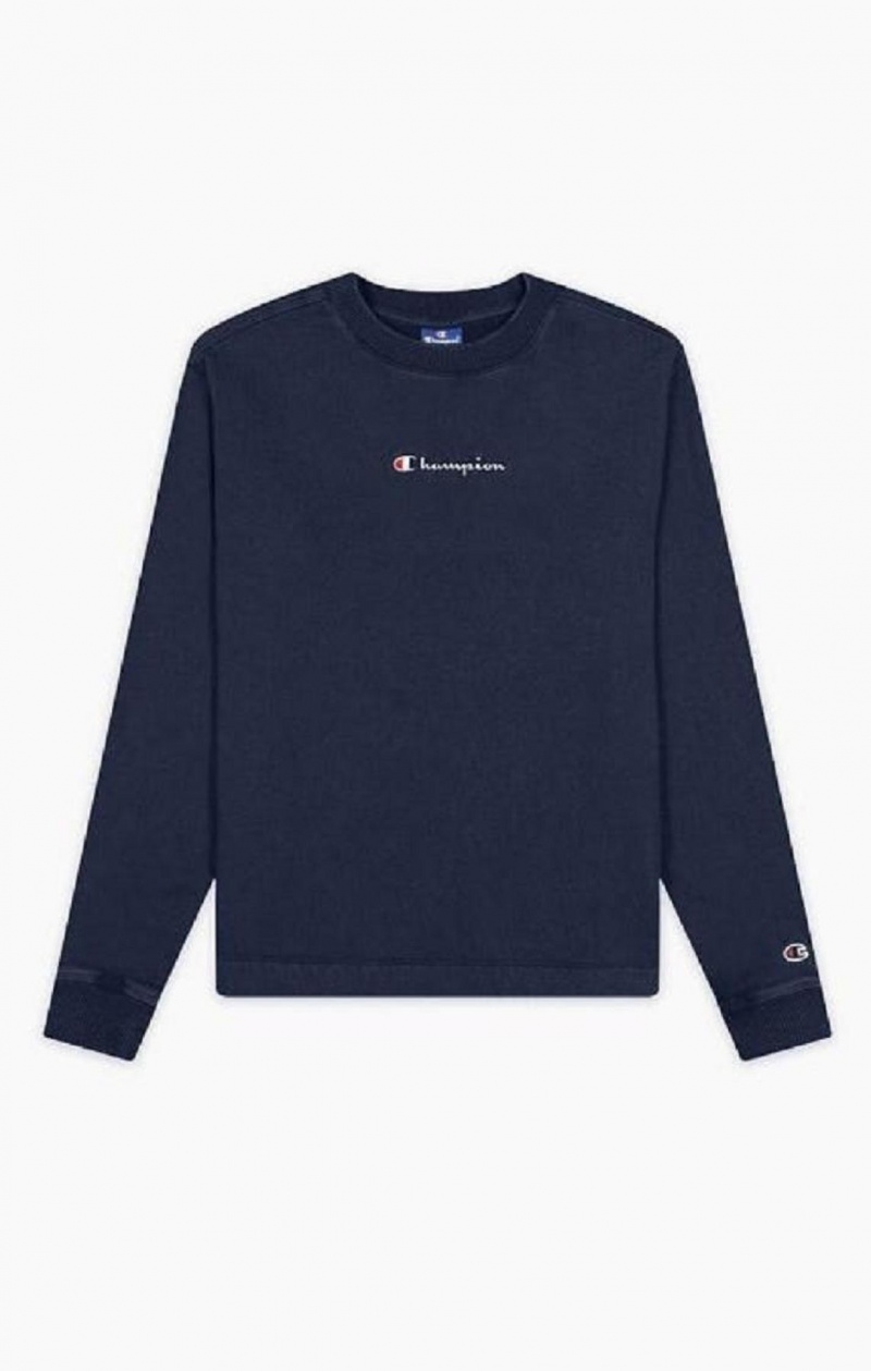 Champion Long Sleeve Bomull Fleece T-Shirt T-shirt Dam Mörkturkos | 0954-MVAWH