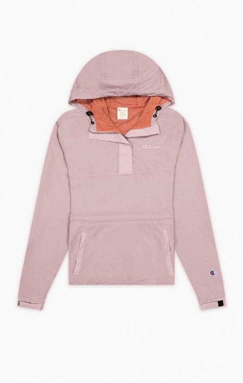 Champion Lätta Half Zip-Up Hooded Jacket Jackor Dam Rosa | 6395-FUGRL