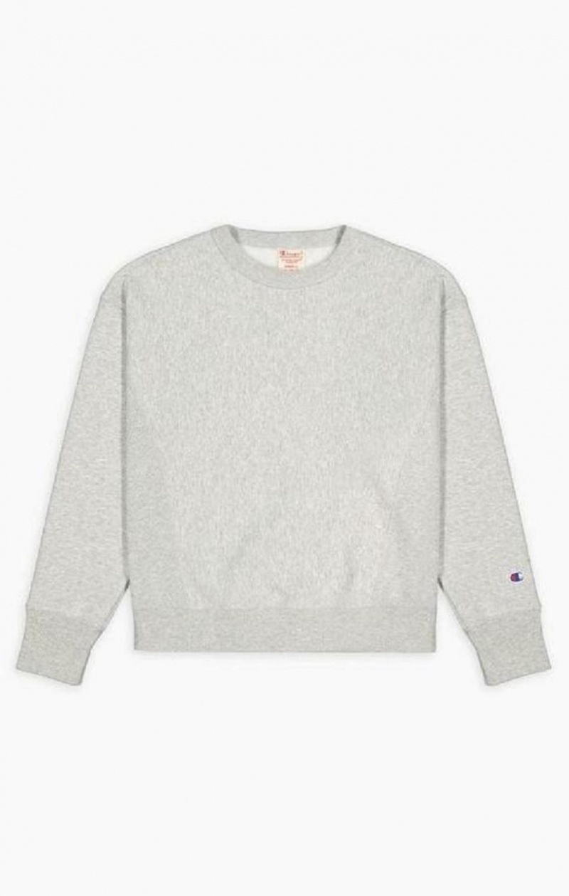 Champion Lätta Reverse Weave Sweatshirt Tröjor Dam Ljusgrå | 5279-KMWBV