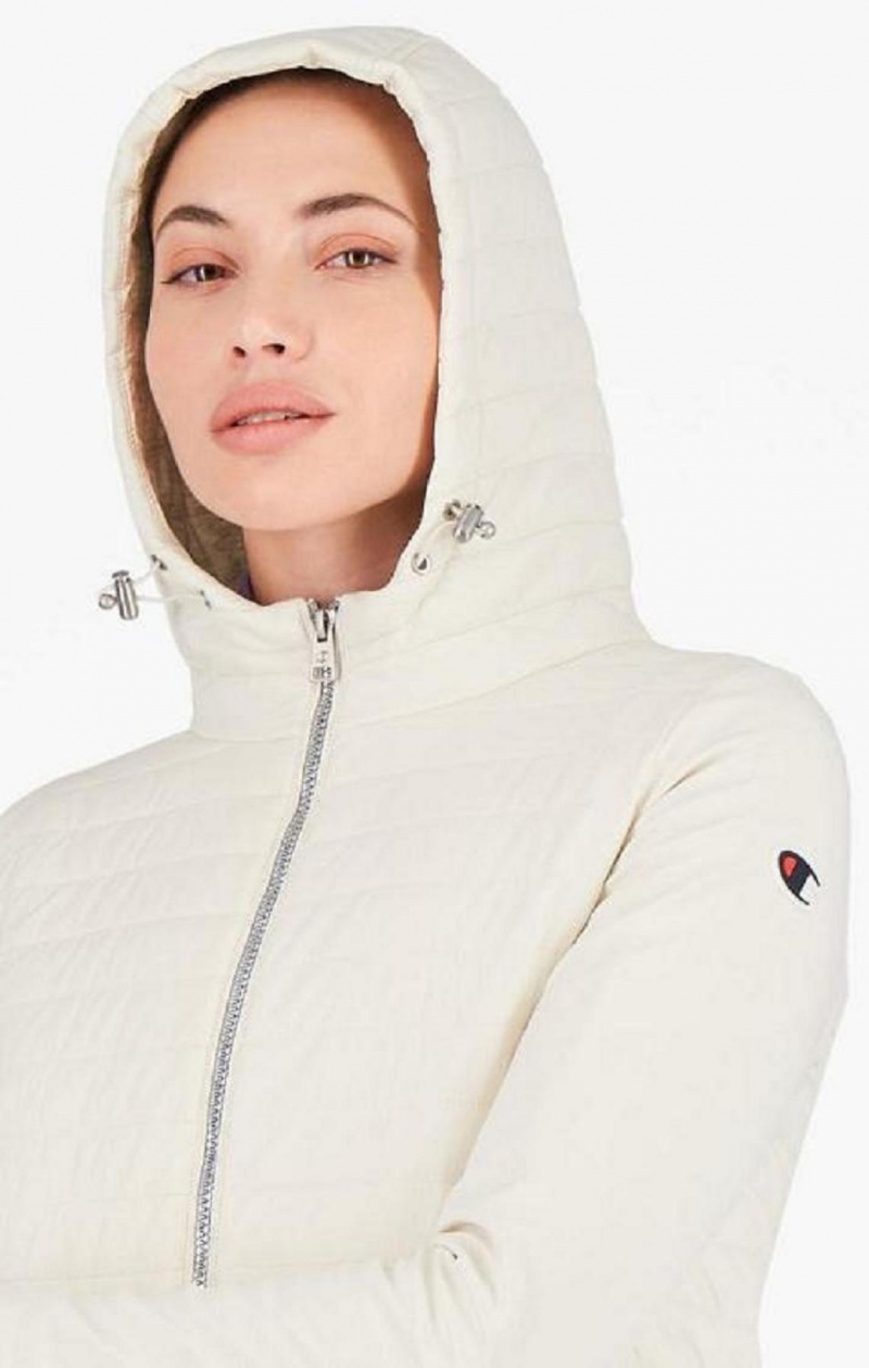 Champion Lätta Vadderad Hooded Jacket Jackor Dam Vita | 1839-YSPVU