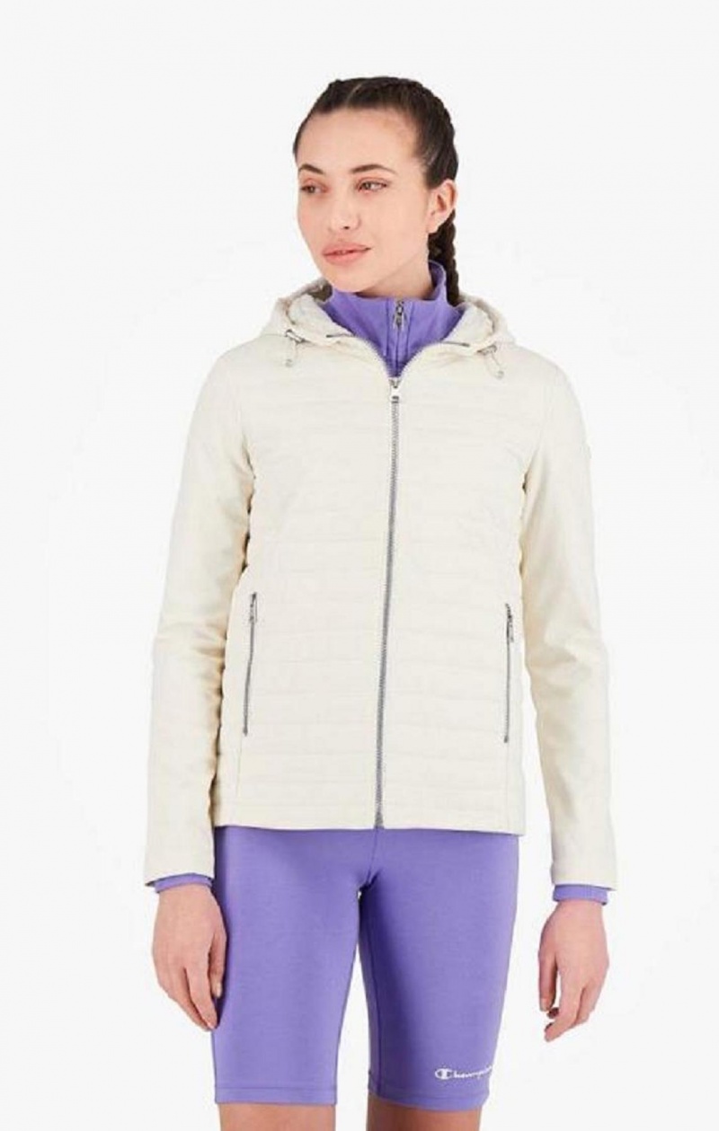 Champion Lätta Vadderad Hooded Jacket Jackor Dam Vita | 1839-YSPVU