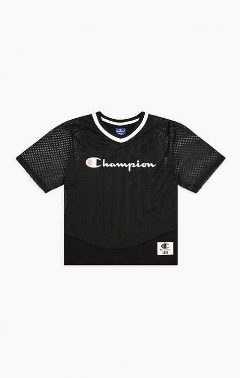 Champion Mesh Detail Double Layer T-Shirt T-shirt Dam Svarta | 6827-SANJG