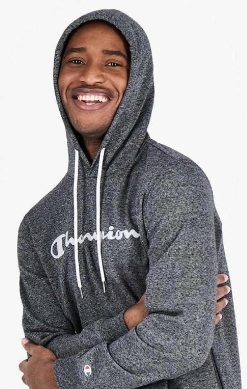 Champion Mesh Effect Script Logo Hoodie Hoodie Herr Mörkgrå | 9472-DRAFU